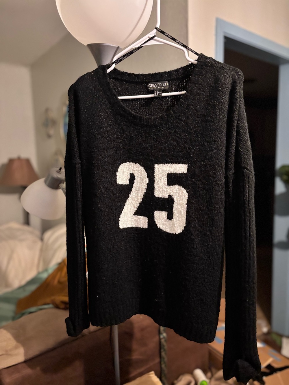 Forever 21 Black Sweater with White "25" Graphic